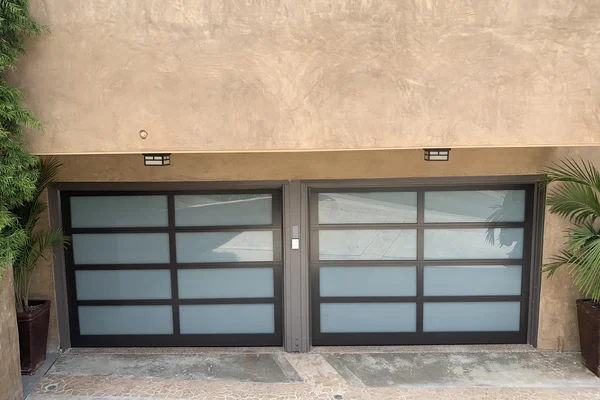 Bronze Anodized frame full-view glass garage door in Laguna Beach, CA -- Avaunt Garage Doors