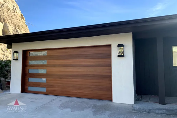 Other stain grade custom wood garage door installation in San Clemente, CA -- Avaunt Garage Doors